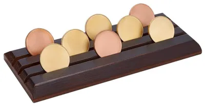 Produktbild von Münzständer mit 3 Fächern – Holz-Münzpräsentationsständer – Militärischer Münzhalter – Schwarz – 25 x 10 x 1,8 cm – Geeignet für 18 Münzen