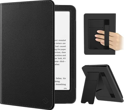 Produktbild von Fintie Hülle für 7" Kindle Paperwhite(12. Generation) - 2024 und Kindle Colorsoft Signature Edition (1. Generation), Kickstand Schutzhülle mit Handschlaufe und Auto Sleep/Wake Funktion, Schwarz