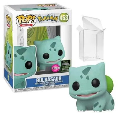 Produktbild von Funko Pop! Games: Pokemon - Bulbasaur (Flocked) #453 [2020 Spring Convention Exclusive]