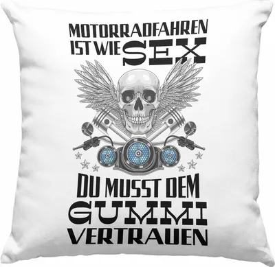 Produktbild von Trendation - Motorradfahrer Geschenk für Männer Motorrad Deko-Kissen mit Füllung 40x40 mit Spruch  Deko-Kissen mit Füllung 40x40 für Biker Herren Papa (Grau)