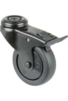 Image de Roulette pivotante avec frein D.75mm Trgf.75kg Trou pour dos 10,2 avec frein