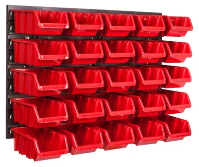 Produktbild von Wandmontiertes Aufbewahrungssystem mit 25 Stapelboxen