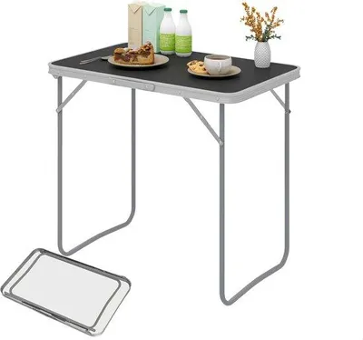 Zdjęcie produktu dla Składany stolik balkonowy, 80 x 50 x 70 cm, czarny, MDF i metal