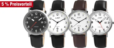 Produktbild von Just Titan Herrenuhr mit Echtlederband, 5 ATM