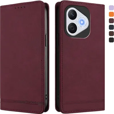Produktbild von Hülle für Honor 400 Lite, Retro Kunstleder Ständer Klapphülle mit Kartenfächer und Magnetische Rot