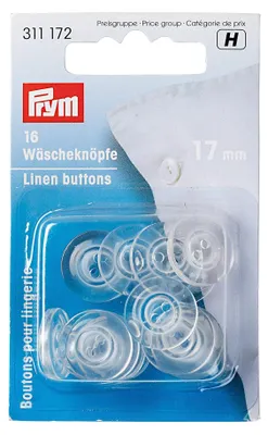 Transparente Kunststoff-Buttons 17 mm, 16 Stück