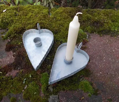 Produktbild von Kerzenhalter Herzen Kerzenständer 2er Set Eisen f. Stabkerzen Eisen