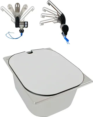Image de Lavabo en inox + couvercle camping 325x265x100 mm + robinet camping-car