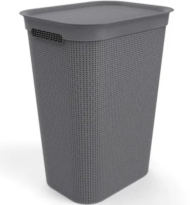 Produktbild von Wäschebox Kunststoff mit Deckel und Griffen - 50 Liter, Anthrazit