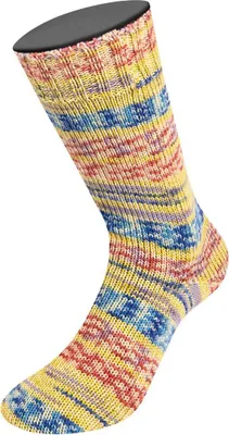 Produktbild von Lana Grossa - Meilenweit 100g Carezza 4445 senfgelb hellblau azurblau ecru flieder rosa zinnoberrot blaulila