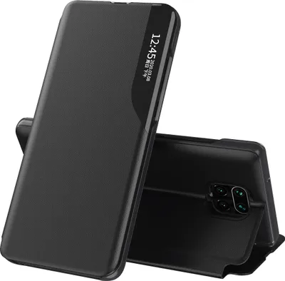 Produktbild von LaimTop Hülle für Redmi Note 9 Pro, Smart View Fenster Flip Stand Cover Kunstleder Schutzhülle für Xiaomi Redmi Note 9S / 9 Pro / 9 Pro Max Schwarz