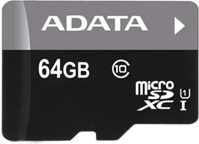 Zdjęcie produktu dla ADATA Micro SDXC 64GB, 64 GB, MicroSDXC, Klasa 10, UHS, 30 MB/s, 10 MB/s