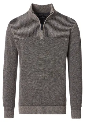 Produktbild von CASAMODA Herren Strick-Troyer Zipper Regular Baumwolle Braun 4XL