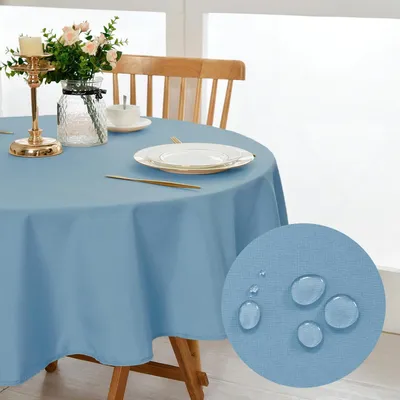 Obrázok produktu pre Okrúhla obrus, priemer 140 cm, umývateľná, odolná voči poveternostným vplyvom, polyester, farba: svetlomodrá