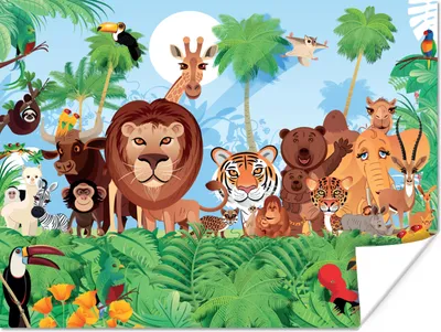 Produktbild von MuchoWow® Poster Tropisch - Tiere - Natur - Junge - Kind - Kind 120x90 cm - Wandbild