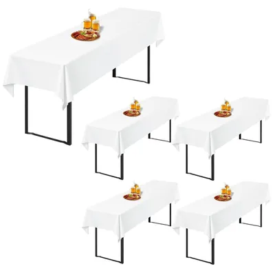 Produktbild von Biertischhussen 5 Stück Weiß Polyester 250x100cm Blickdicht Waschbar