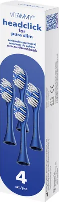 Obrázok produktu pre VITAMMY PURA SLIM Náhradné hlavice na zubné kefky, systém headclick, 4 ks, modré