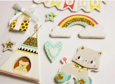 Image de Autocollants avec relief doré - Baby Shower - Nuage