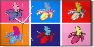 Produktbild von Dekor Leinwand Uhr Wandbilder 60x30 Zeitgenössisch Pop Art Stil Bananen - weiße Hände