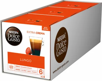 A box of Nescafé Dolce Gusto coffee capsules.