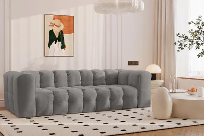 Zdjęcie produktu dla Sofa 4-osobowa, Komfortowa Kanapa BALOO, tkanina Szenil Szary