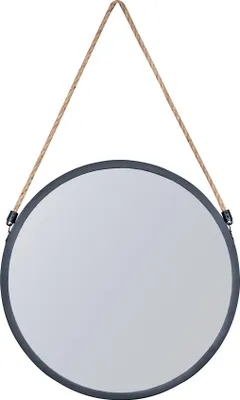 Produktbild von Spiegel 30cm Rund Schwarz Metall Jute Wandspiegel Flurspiegel Wanddeko Deko