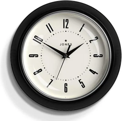 Zdjęcie produktu dla Czarny zegar ścienny w stylu retro, 25 cm, do kuchni lub sypialni