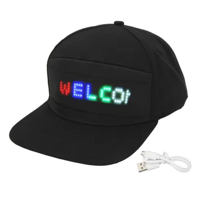 Zdjęcie produktu dla Czapka LED, programowalne sterowanie aplikacją Bluetooth, edytowalna kolorowa czapka LED na karnawałowy koncert na świeżym powietrzu