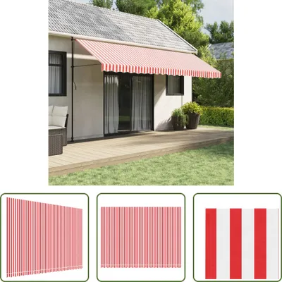 Produktbild von The Living Store Markisenbespannung Rot und Weiß Gestreift 5x3,5 m
