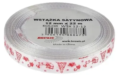 Zdjęcie produktu dla Wstążka satynowa z motywem świątecznym 12mmx22m - Brewis