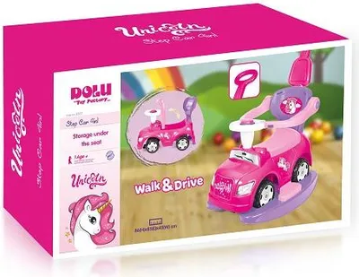 Obrázek produktu pro Dolu Eenhoorn Loopauto met Duwstang Roze