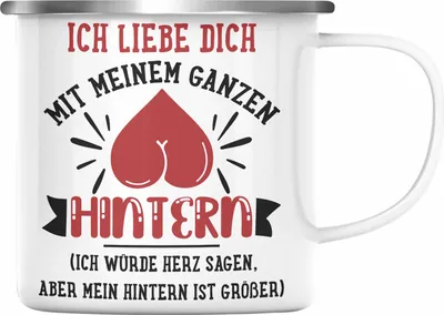 Produktbild von Trendation -  Emaille Tasse für Freund Geschenk mit Sprüchen Valentinstag Emaille Emaille Tasse Spruch Liebe (Silber)
