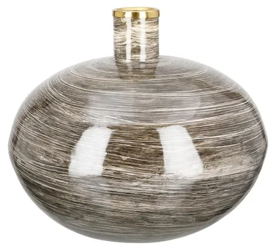 Imagen del producto de Jarrón Gilde, de forma abultada, diseño "Stripes", con rayas, de metal, color marrón, unidad de venta: 1, altura: 26 cm, diámetro: 33 cm. Código: 4063387505212