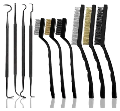 Produktbild von 6 Stück Drahtbürsten-Set mit Messingbürsten und 4 doppelseitigen Hakenbürsten zur Reinigung von Schmutz und Rost (7/9 Zoll)
