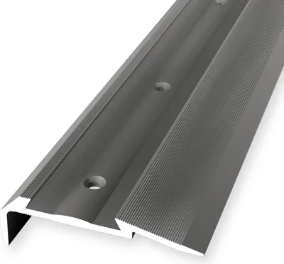 Produktbild von Treppenkantenprofil 18.7 x 60 x 2500 mm Winkelprofil Einfasshöhe 0 - 12 mm Aluminium Geriffelt Versenkt Gebohrt Edelstahl Küberit