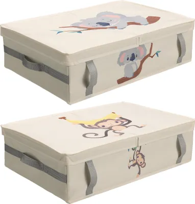 Produktbild von Navaris 2er Set Unterbett Aufbewahrungsbox - 58 x 38 x 15 cm - 2er Pack Unterbettkommode - 2x Bettkasten Aufbewahrung - Unterbettbox Set -