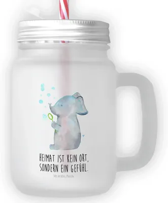 Produktbild von Mr. & Mrs. Panda Trinkglas Elefant Seifenblasen - Transparent - Geschenk, Glas, mit Deckel, Cocktailglas, Lustige Sprüche, Liebesspruch, Elefanten, Mason Jar, Liebe