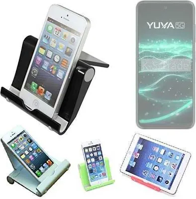 Produktbild von K-S-Trade Handy-Ständer kompatibel mit Lava Yuva 5G faltbarer Tischständer Smartphone Tablet Halterung Reise