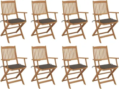 Produktbild von Klappbare Gartenstühle mit Kissen 8 Stk. Massivholz Akazie