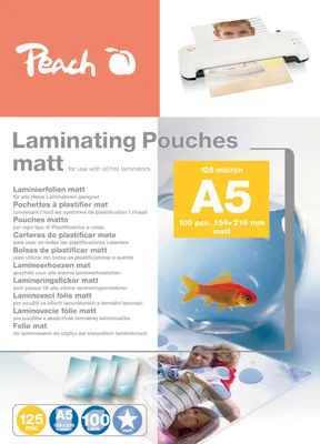 Produktbild von Peach Laminierfolien A5 matt 100 Stück 2 x 125 mic (250 µm) - Beschreibbar