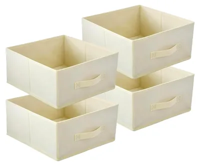 Produktbild von Faltbare Aufbewahrungsboxen 31 x 31 x 15 cm | Organizer für Schubladen | Ordnungssysteme für Kleidung | 4 Stück in Creme