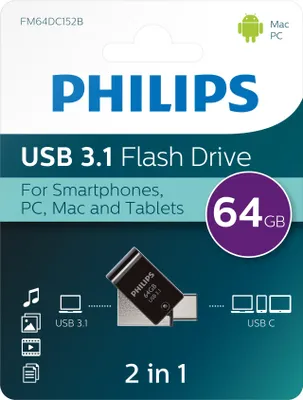 Obrázek produktu pro USB flash disk Philips 2 v 1, 64 GB, USB3.1 - USB-C