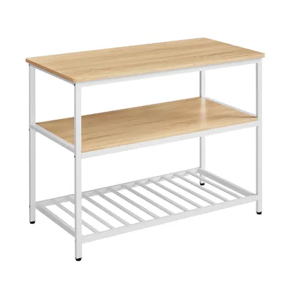 Obrázek produktu pro Kuchyňský regál VASAGLE, 120 x 60 x 90 cm, kuchyňský ostrůvek, dub-barevná-bílá