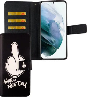 Produktbild von Samsung Galaxy S21 Tasche Handy Hülle Schutz-Cover Flip-Case mit Kartenfach Have a nice day