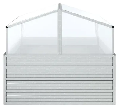 Produktbild von Hochbeet aus Metall, Tiefer und Breiter Pflanzkasten für Blumen, Kräuter und Gemüse mit Gewächshaus 100 X 100 X 85 cm, Wetterfest und Offen, Ideal für die Gartenarbeit