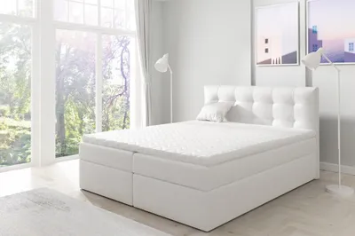 Obrázek produktu pro Boxspringová jednolůžková postel 120x200 TOMASA 1 - bílá  + topper