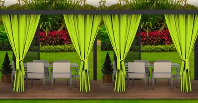 Produktbild von 4 Stück Outdoor Vorhang Limette 155cm breite x240cm Höhe |Ovorhang blickdicht Outdoor | Vorhang Wetterfest | Outdoor vorhänge für Terrasse, Garten, Veranda, Pergola