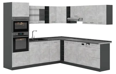 Obrázok produktu pre Rohová kuchyňa Vicco R-Line betón/antracitová 247 x 237 cm bez pracovnej dosky, Model 54065