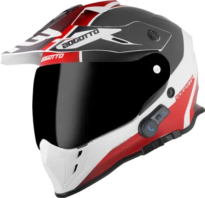 Produktbild von Bogotto H331 BT Tour EVO Bluetooth Enduro Helm, schwarz matt/rot/weiß, M