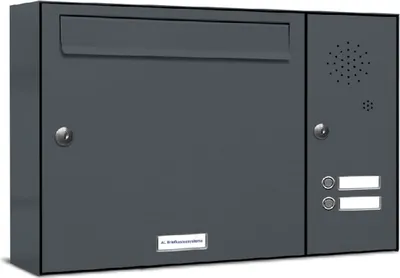 Produktbild von 1er Briefkasten Anlage Aufputz - Wandmontage RAL 7016 Anthrazit 2 Klingel